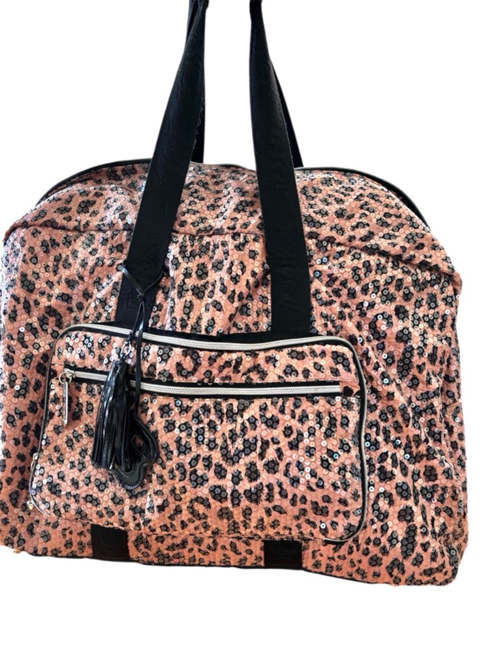 Betsy Johnson large Sequined Leopard Print duffel Bag
